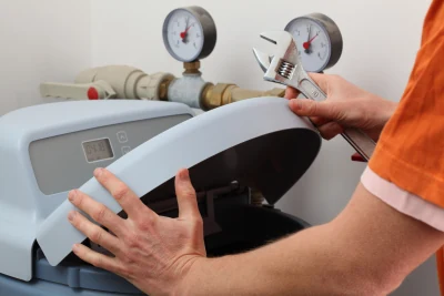 High-efficiency water softener system installation